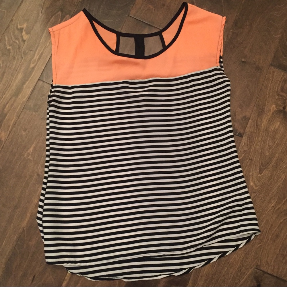Black and white striped blouse